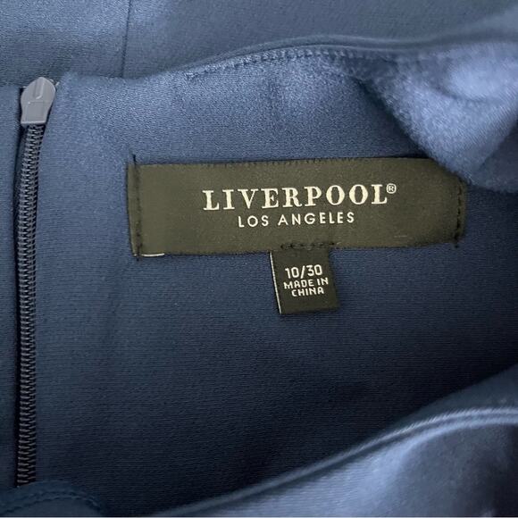 NWT Liverpool Tulip Sleeve Sheath Dress Navy Blue Women’s 10 - Picture 12 of 15